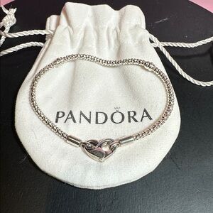 Pandora charm bracelet “moments” studded chain silver heart
